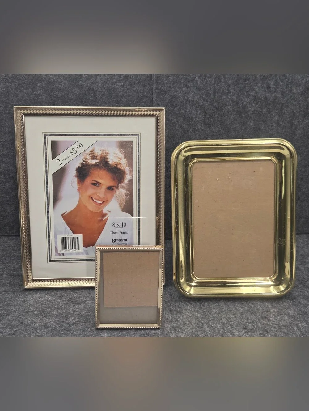 Vintage Picture Frame Lot Of 3 Metal Gold Tone MCM Mixed Varies Ornate
